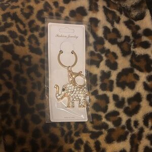 Elephant Rhinestone Keychain - Gold